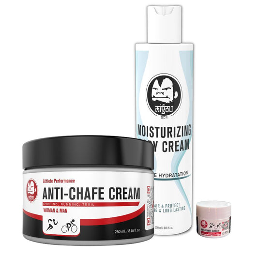 Anti-chafing cream pack (plus FREE 10 ml jar) and ultra-hydrating cream