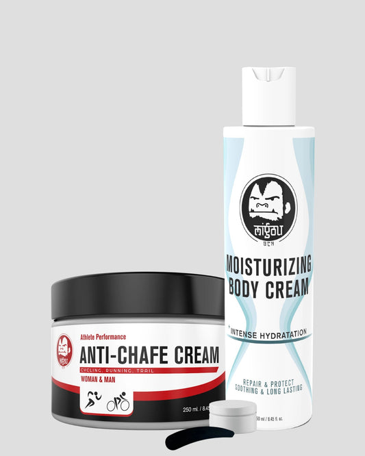 Anti-chafing cream pack (plus FREE 10 ml jar) and ultra-hydrating cream