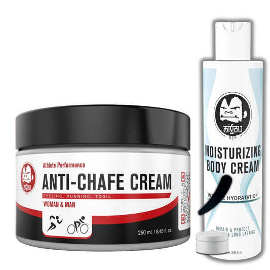 Anti-chafing cream pack (plus FREE 10 ml jar) and ultra-hydrating cream